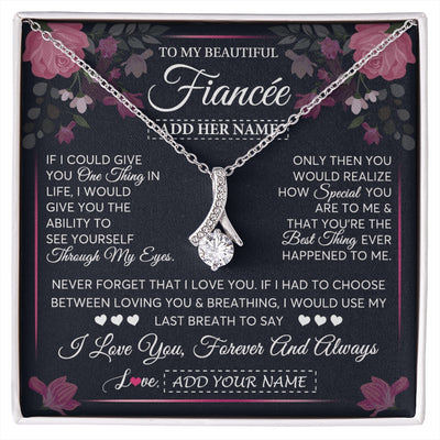 Alluring Beauty Necklace 14K White Gold Finish | 1 | Personalized To My Beautiful Fiancee Necklace From Fiance I Love You Fiancee Gifts Romantic Birthday Valentines Christmas Custom Gift Box Message Card | siriusteestore.myshopify