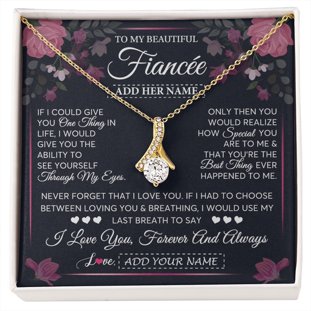 Alluring Beauty Necklace 18K Yellow Gold Finish | 1 | Personalized To My Beautiful Fiancee Necklace From Fiance I Love You Fiancee Gifts Romantic Birthday Valentines Christmas Custom Gift Box Message Card | siriusteestore.myshopify
