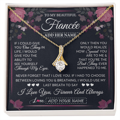 Alluring Beauty Necklace 18K Yellow Gold Finish | 1 | Personalized To My Beautiful Fiancee Necklace From Fiance I Love You Fiancee Gifts Romantic Birthday Valentines Christmas Custom Gift Box Message Card | siriusteestore.myshopify