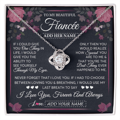 Love Knot Necklace 14K White Gold Finish | 1 | Personalized To My Beautiful Fiancee Necklace From Fiance I Love You Fiancee Gifts Romantic Birthday Valentines Christmas Custom Gift Box Message Card | siriusteestore.myshopify