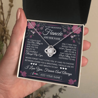 Love Knot Necklace 14K White Gold Finish | 2 | Personalized To My Beautiful Fiancee Necklace From Fiance I Love You Fiancee Gifts Romantic Birthday Valentines Christmas Custom Gift Box Message Card | siriusteestore.myshopify