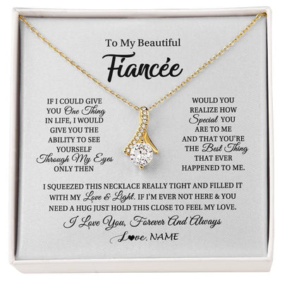 Alluring Beauty Necklace 18K Yellow Gold Finish | 1 | Personalized To My Beautiful Fiancee Necklace From Fiance If I Could Give You Fiancee Birthday Anniversary Christmas Jewelry Customized Gift Box Message Card | siriusteestore