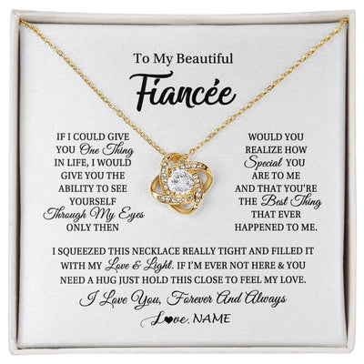 Love Knot Necklace 18K Yellow Gold Finish | 1 | Personalized To My Beautiful Fiancee Necklace From Fiance If I Could Give You Fiancee Birthday Anniversary Christmas Jewelry Customized Gift Box Message Card | siriusteestore