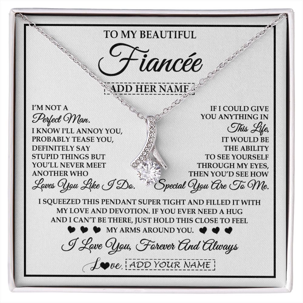 Alluring Beauty Necklace 14K White Gold Finish | 1 | Personalized To My Beautiful Fiancée Necklace From Fiancé Love You Like I Do Promise Fiancee Romantic Birthday Anniversary Christmas Gift Box Message Card | siriusteestore