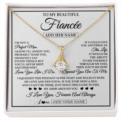 Alluring Beauty Necklace 18K Yellow Gold Finish | 1 | Personalized To My Beautiful Fiancée Necklace From Fiancé Love You Like I Do Promise Fiancee Romantic Birthday Anniversary Christmas Gift Box Message Card | siriusteestore