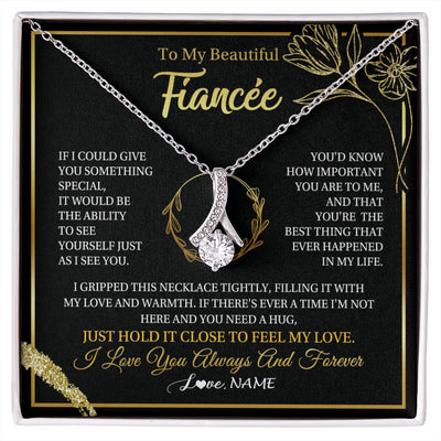 Alluring Beauty Necklace 14K White Gold Finish | 1 | Personalized To My Beautiful Fiancée Necklace From Fiancé My Love Fiancee Birthday Romantic Unique Anniversary Christmas Customized Gift Box Message Card | siriusteestore