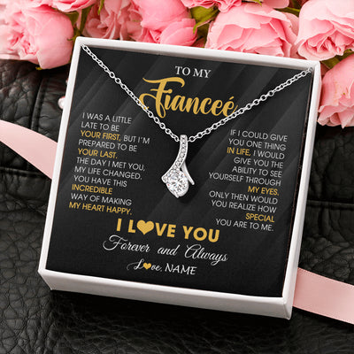 Alluring Beauty Necklace 14K White Gold Finish | 2 | Personalized To My Beautiful Fiancee Necklace From Fiance Son Jewelry Forever Love Fiancee Birthday Gifts Anniversary Valentines Day Gift Box Message Card | siriusteestore
