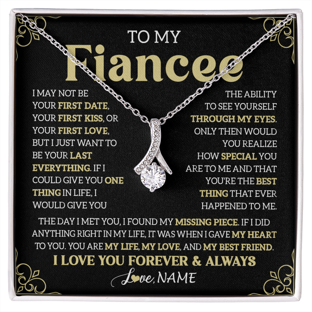 Alluring Beauty Necklace 14K White Gold Finish | 1 | Personalized To My Beautiful Fiancee Necklace From Fiance The Day I Met You Birthday Gifts For Fiancee Anniversary Valentines Day Gift Box Message Card | siriusteestore