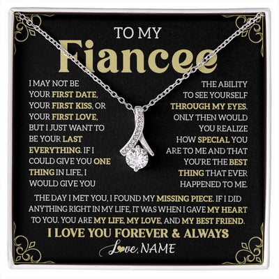 Alluring Beauty Necklace 14K White Gold Finish | 1 | Personalized To My Beautiful Fiancee Necklace From Fiance The Day I Met You Birthday Gifts For Fiancee Anniversary Valentines Day Gift Box Message Card | siriusteestore