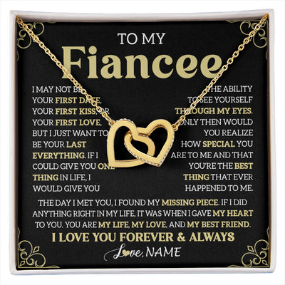 Interlocking Hearts Necklace 18K Yellow Gold Finish | 1 | Personalized To My Beautiful Fiancee Necklace From Fiance The Day I Met You Birthday Gifts For Fiancee Anniversary Valentines Day Gift Box Message Card | siriusteestore
