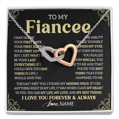 Interlocking Hearts Necklace Stainless Steel & Rose Gold Finish | 1 | Personalized To My Beautiful Fiancee Necklace From Fiance The Day I Met You Birthday Gifts For Fiancee Anniversary Valentines Day Gift Box Message Card | siriusteestore