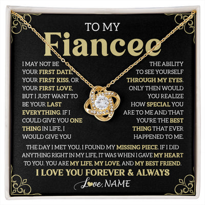 Love Knot Necklace 18K Yellow Gold Finish | 1 | Personalized To My Beautiful Fiancee Necklace From Fiance The Day I Met You Birthday Gifts For Fiancee Anniversary Valentines Day Gift Box Message Card | siriusteestore