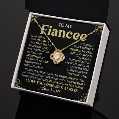 Love Knot Necklace 18K Yellow Gold Finish | 2 | Personalized To My Beautiful Fiancee Necklace From Fiance The Day I Met You Birthday Gifts For Fiancee Anniversary Valentines Day Gift Box Message Card | siriusteestore