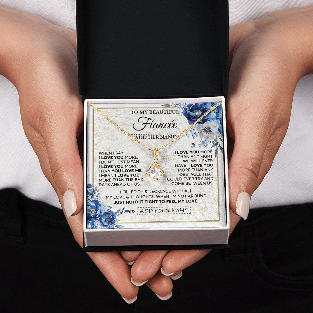 Alluring Beauty Necklace 18K Yellow Gold Finish | 2 | Personalized To My Beautiful Fiancee Necklace From Fiance When I Say Fiancee Gifts Romantic Birthday Valentines Christmas Custom Gift Box Message Card | https://siriusteestore.