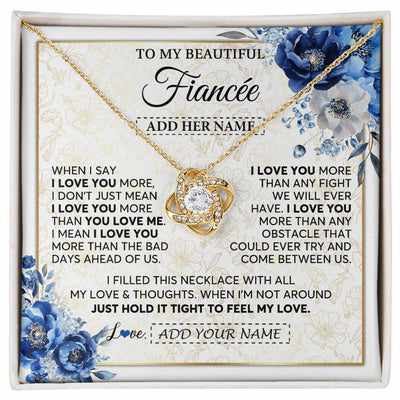 Love Knot Necklace 18K Yellow Gold Finish | 1 | Personalized To My Beautiful Fiancee Necklace From Fiance When I Say Fiancee Gifts Romantic Birthday Valentines Christmas Custom Gift Box Message Card | https://siriusteestore.