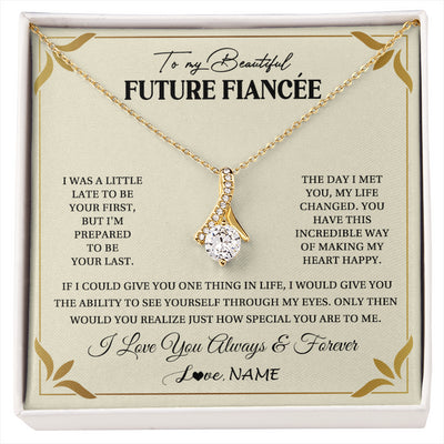 Alluring Beauty Necklace 18K Yellow Gold Finish | 1 | Personalized To My Beautiful Fiancee Necklace Gift From Fiance Promise Necklace For Fiancee Birthday Valentines Day Christmas Customized Gift Box Message Card | siriusteestore