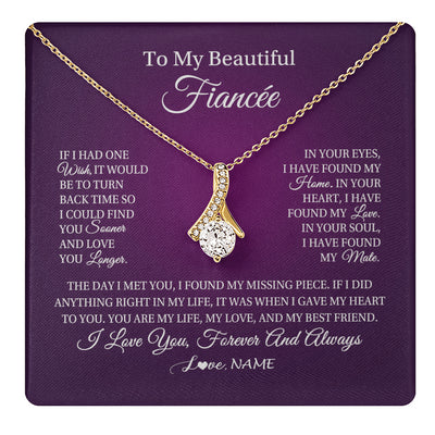 Alluring Beauty Necklace 18K Yellow Gold Finish | 1 | Personalized To My Beautiful Fiancee Necklace Gift Romantic Gifts For Fiancee Birthday Anniversary Valentines Day Christmas Customized Gift Box Message Card | siriusteestore