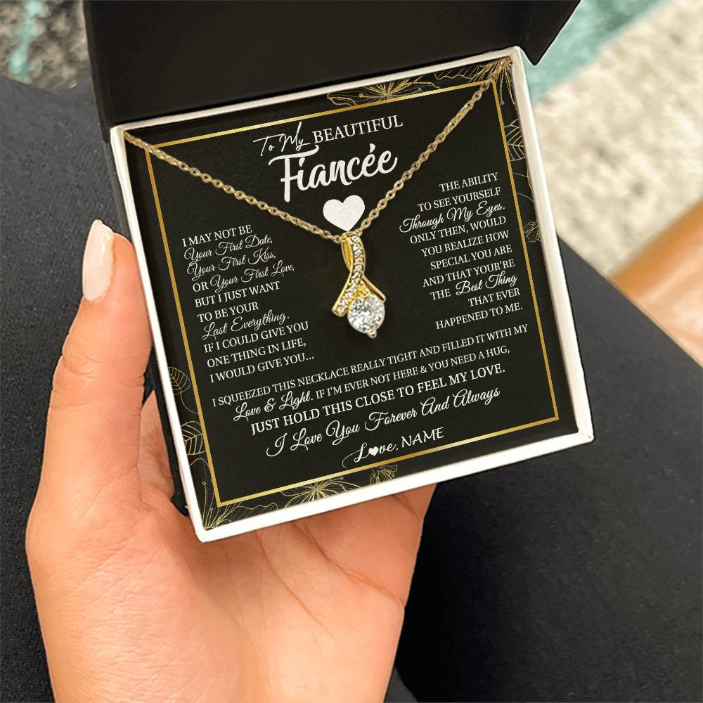 Alluring Beauty Necklace 18K Yellow Gold Finish | 2 | Personalized To My Beautiful Fiancee Necklace I May Not Be Your First Day Future Wife Valentines Day Birthday Christmas Customized Gift Box Message Card | siriusteestore