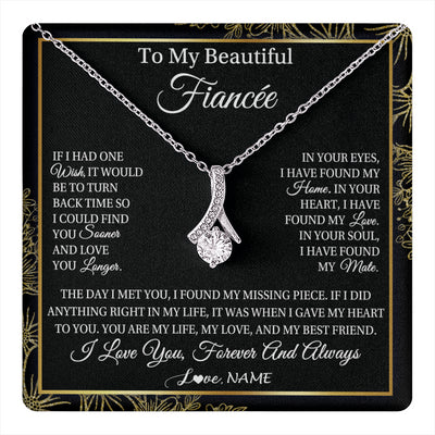 Alluring Beauty Necklace 14K White Gold Finish | 1 | Personalized To My Beautiful Fiancee Necklace Romantic Gifts Fiancee Birthday Anniversary Jewelry Valentines Day Christmas Customized Gift Box Message Card | siriusteestore
