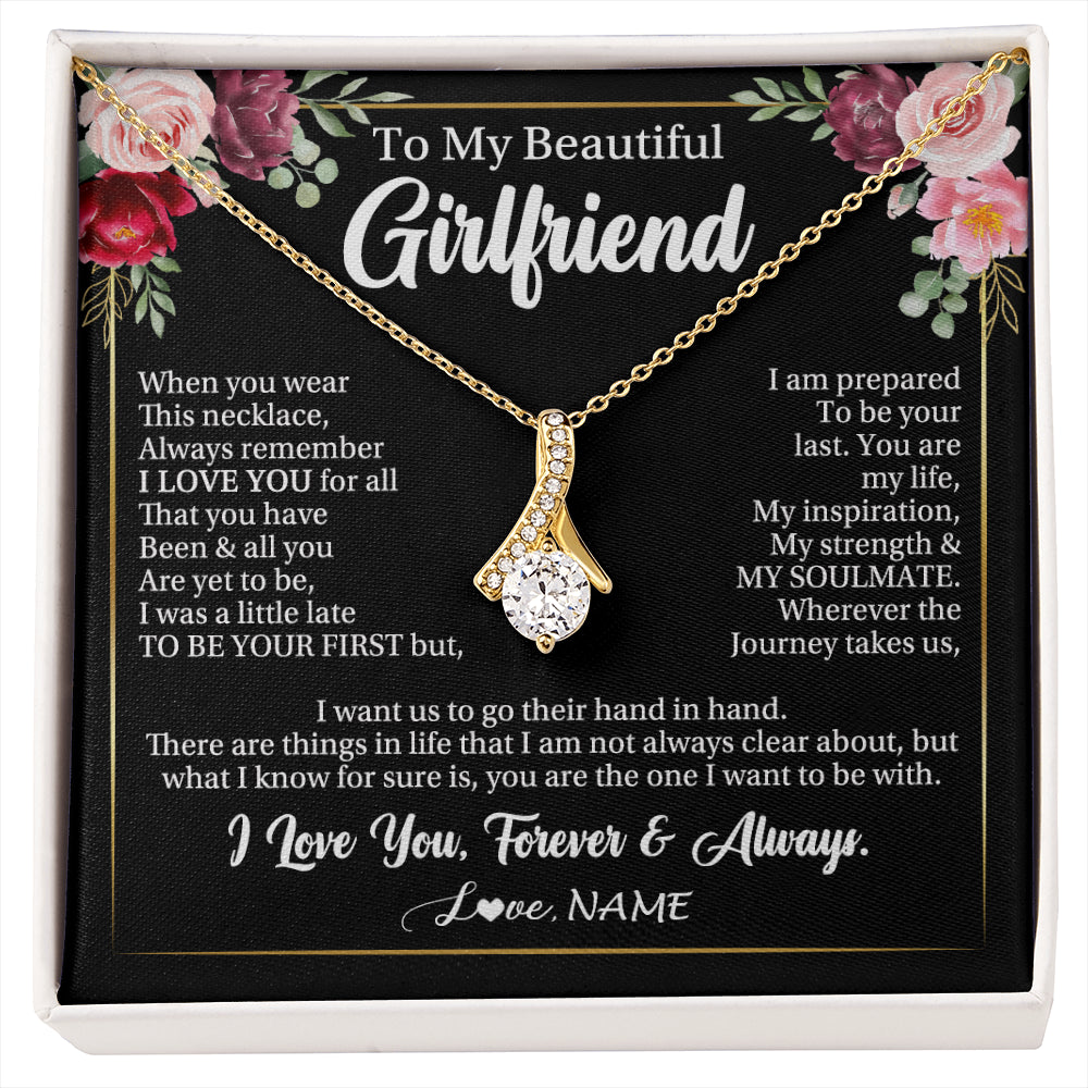 Alluring Beauty Necklace 18K Yellow Gold Finish | 1 | Personalized To My Beautiful Girlfriend Gifts Necklace From Boyfriend When You Wear This Necklace Girlfriend Birthday Christmas Anniversary With Message Card | siriusteestore