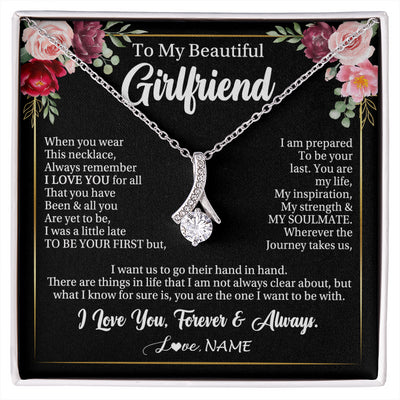 Alluring Beauty Necklace 14K White Gold Finish | 1 | Personalized To My Beautiful Girlfriend Gifts Necklace From Boyfriend When You Wear This Necklace Girlfriend Birthday Christmas Anniversary With Message Card | siriusteestore
