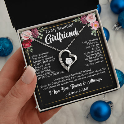 Forever Love Necklace 14K White Gold Finish | 2 | Personalized To My Beautiful Girlfriend Gifts Necklace From Boyfriend When You Wear This Necklace Girlfriend Birthday Christmas Anniversary With Message Card | siriusteestore