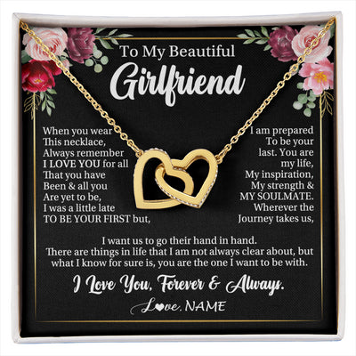 Interlocking Hearts Necklace 18K Yellow Gold Finish | 1 | Personalized To My Beautiful Girlfriend Gifts Necklace From Boyfriend When You Wear This Necklace Girlfriend Birthday Christmas Anniversary With Message Card | siriusteestore