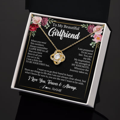 Love Knot Necklace 18K Yellow Gold Finish | 2 | Personalized To My Beautiful Girlfriend Gifts Necklace From Boyfriend When You Wear This Necklace Girlfriend Birthday Christmas Anniversary With Message Card | siriusteestore