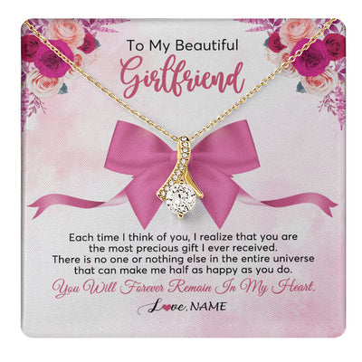 Alluring Beauty Necklace 18K Yellow Gold Finish | 1 | Personalized To My Beautiful Girlfriend Necklace From Boyfriend Forever In My Heart Girlfriend Birthday Valentines Christmas Customized Gift Box Message Card | siriusteestore