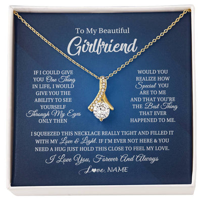 Alluring Beauty Necklace 18K Yellow Gold Finish | 1 | Personalized To My Beautiful Girlfriend Necklace From Boyfriend Hold This Close My Love Girlfriend Birthday Christmas Customized Gift Box Message Card | siriusteestore