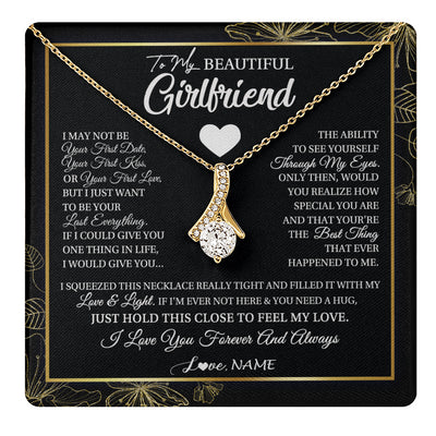 Alluring Beauty Necklace 18K Yellow Gold Finish | 1 | Personalized To My Beautiful Girlfriend Necklace From Boyfriend I May Not Be Your First Day Girlfriend Valentines Day Birthday Customized Gift Box Message Card | siriusteestore