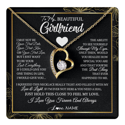 Forever Love Necklace 18K Yellow Gold Finish | 1 | Personalized To My Beautiful Girlfriend Necklace From Boyfriend I May Not Be Your First Day Girlfriend Valentines Day Birthday Customized Gift Box Message Card | siriusteestore