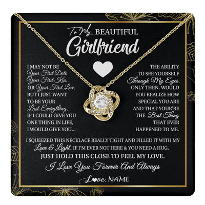 Love Knot Necklace 18K Yellow Gold Finish | 1 | Personalized To My Beautiful Girlfriend Necklace From Boyfriend I May Not Be Your First Day Girlfriend Valentines Day Birthday Customized Gift Box Message Card | siriusteestore