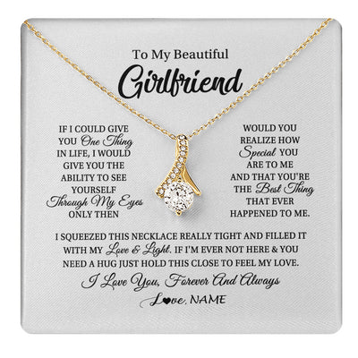 Alluring Beauty Necklace 18K Yellow Gold Finish | 1 | Personalized To My Beautiful Girlfriend Necklace From Boyfriend If I Could Give You Girlfriend Birthday Christmas Jewelry Customized Gift Box Message Card | siriusteestore