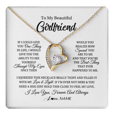 Forever Love Necklace 18K Yellow Gold Finish | 1 | Personalized To My Beautiful Girlfriend Necklace From Boyfriend If I Could Give You Girlfriend Birthday Christmas Jewelry Customized Gift Box Message Card | siriusteestore