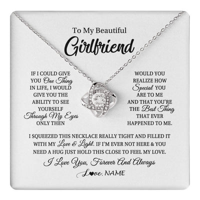 Love Knot Necklace 14K White Gold Finish | 1 | Personalized To My Beautiful Girlfriend Necklace From Boyfriend If I Could Give You Girlfriend Birthday Christmas Jewelry Customized Gift Box Message Card | siriusteestore