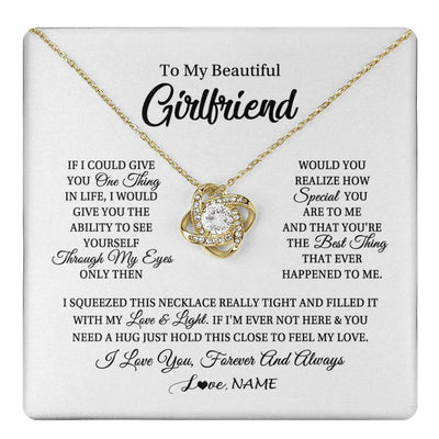 Love Knot Necklace 18K Yellow Gold Finish | 1 | Personalized To My Beautiful Girlfriend Necklace From Boyfriend If I Could Give You Girlfriend Birthday Christmas Jewelry Customized Gift Box Message Card | siriusteestore