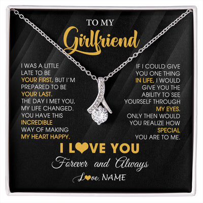 Alluring Beauty Necklace 14K White Gold Finish | 1 | Personalized To My Beautiful Girlfriend Necklace From Boyfriend Jewelry Forever Love Girlfriend Birthday Gifts Anniversary Valentines Day Message Card | siriusteestore