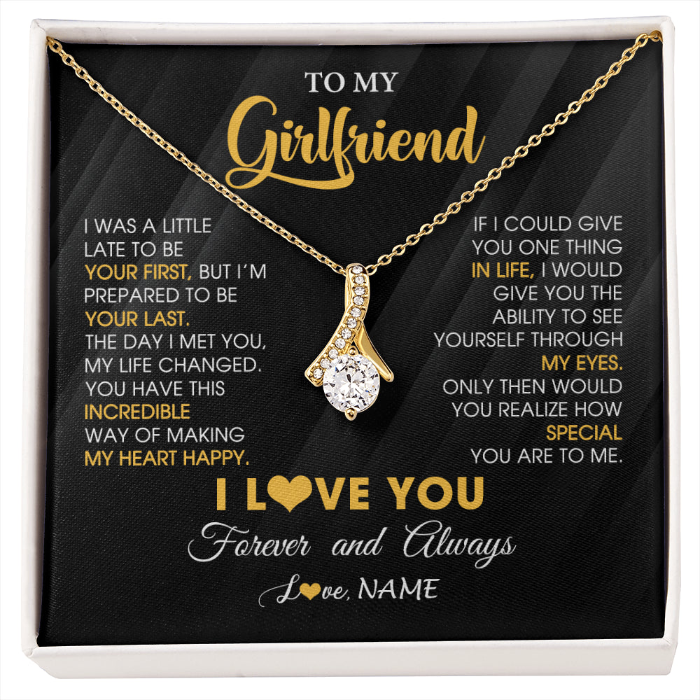 Alluring Beauty Necklace 18K Yellow Gold Finish | 1 | Personalized To My Beautiful Girlfriend Necklace From Boyfriend Jewelry Forever Love Girlfriend Birthday Gifts Anniversary Valentines Day Message Card | siriusteestore