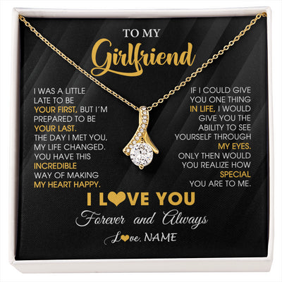 Alluring Beauty Necklace 18K Yellow Gold Finish | 1 | Personalized To My Beautiful Girlfriend Necklace From Boyfriend Jewelry Forever Love Girlfriend Birthday Gifts Anniversary Valentines Day Message Card | siriusteestore