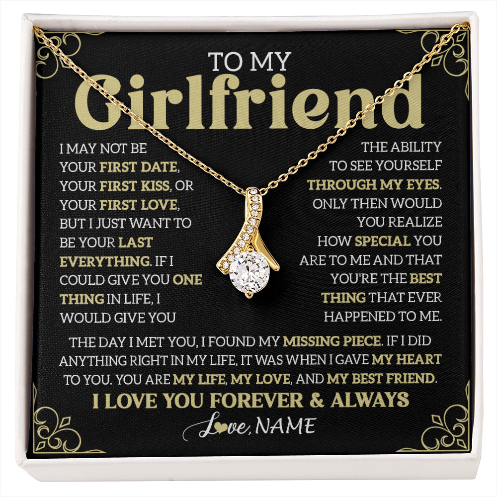Alluring Beauty Necklace 18K Yellow Gold Finish | 1 | Personalized To My Beautiful Girlfriend Necklace From Boyfriend The Day I Met You Birthday Gifts For Girlfriend Anniversary Valentines Day Message Card | siriusteestore