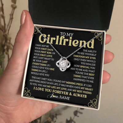 Love Knot Necklace 14K White Gold Finish | 2 | Personalized To My Beautiful Girlfriend Necklace From Boyfriend The Day I Met You Birthday Gifts For Girlfriend Anniversary Valentines Day Message Card | siriusteestore