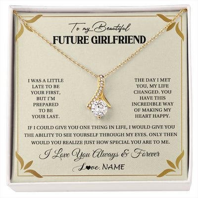 Alluring Beauty Necklace 18K Yellow Gold Finish | 1 | Personalized To My Beautiful Girlfriend Necklace Gift From Boyfriend Promise Necklace For Girlfriend Birthday Christmas Customized Gift Box Message Card | siriusteestore