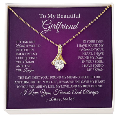 Alluring Beauty Necklace 18K Yellow Gold Finish | Personalized To My Beautiful Girlfriend Necklace Gift Romantic Gifts For Girlfriend Birthday Anniversary Valentines Christmas Customized Gift Box Message Card | siriusteestore