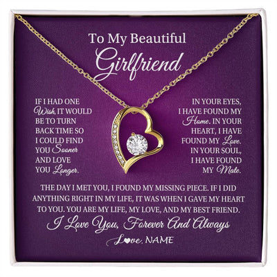Forever Love Necklace 18K Yellow Gold Finish | Personalized To My Beautiful Girlfriend Necklace Gift Romantic Gifts For Girlfriend Birthday Anniversary Valentines Christmas Customized Gift Box Message Card | siriusteestore