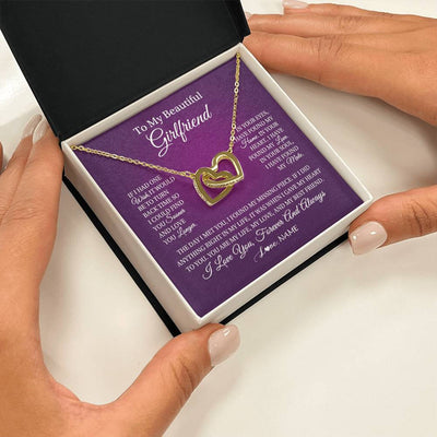 Interlocking Hearts Necklace 18K Yellow Gold Finish | Personalized To My Beautiful Girlfriend Necklace Gift Romantic Gifts For Girlfriend Birthday Anniversary Valentines Christmas Customized Gift Box Message Card | siriusteestore