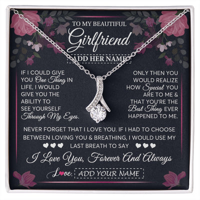 Alluring Beauty Necklace 14K White Gold Finish | 1 | Personalized To My Beautiful Girlfriend Necklace I Love You Girlfriend Gifts Romantic Birthday Gifts Valentines Christmas Custom Gift Box Message Card | siriusteestore.myshopify