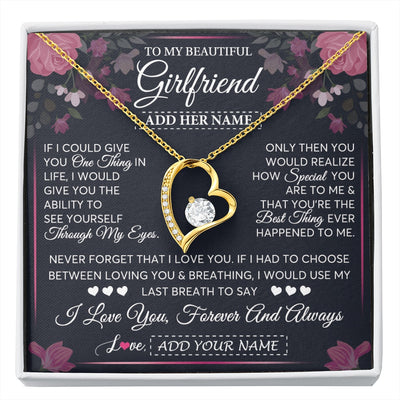 Forever Love Necklace 18K Yellow Gold Finish | 1 | Personalized To My Beautiful Girlfriend Necklace I Love You Girlfriend Gifts Romantic Birthday Gifts Valentines Christmas Custom Gift Box Message Card | siriusteestore.myshopify