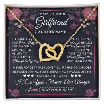 Interlocking Hearts Necklace 18K Yellow Gold Finish | 1 | Personalized To My Beautiful Girlfriend Necklace I Love You Girlfriend Gifts Romantic Birthday Gifts Valentines Christmas Custom Gift Box Message Card | siriusteestore.myshopify