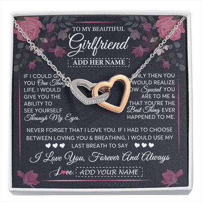 Interlocking Hearts Necklace Stainless Steel & Rose Gold Finish | 1 | Personalized To My Beautiful Girlfriend Necklace I Love You Girlfriend Gifts Romantic Birthday Gifts Valentines Christmas Custom Gift Box Message Card | siriusteestore.myshopify